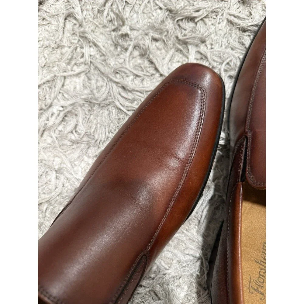 Florsheim Men's Brown Leather Slip-On Dress Loafers Square Toe Size 13